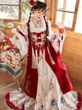 Load image into Gallery viewer, Chinese style Hanfu red festive velvet fabric 丨 明制福庆红【3-Piece Set RF9427】
