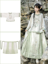 Load image into Gallery viewer, Tang Dynasty ancient costume Hanfu green Mamian Skirt 丨 唐制若梦【2-Piece Set RF9320】

