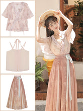 Load image into Gallery viewer, Pink Orange Modern Chinese Hanfu Beautiful Fashion Skirt丨 粉橘翩然舞【3-Piece Set RF8724】
