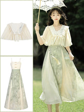 Load image into Gallery viewer, Green modern design Hanfu improved suspender dress 丨 汉朝青提诗【2-Piece Set RF9069】
