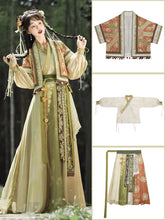 Load image into Gallery viewer, Ancient Hanfu  emerald green silk 丨 晋制 逍遥谷【3-Piece Set RF9189】
