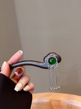 Load image into Gallery viewer, Tibetan ancient silver  |  Ebony hairpin （藏式古银）FX1123
