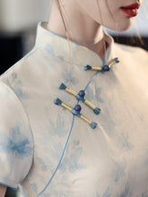 Load image into Gallery viewer, Chinese-style elegant qipao dress - short-sleeved light blue cheongsam | Flowers on the Rainbow【YG2783】
