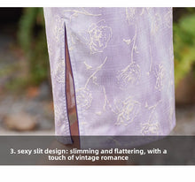 Load image into Gallery viewer, Classical design qipao dress - purple short-sleeved cheongsam | Flowers on the Rainbow【YG2799】

