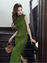 Load image into Gallery viewer, Antique Chinese-style Qipao dress - green sexy cheongsam | RainbowFlowers【YG2767】
