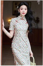 Load image into Gallery viewer, Chinese-style cheongsam dress with the elegance of silk and linen【YG2612】

