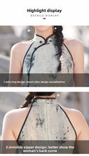 Load image into Gallery viewer, Yidiezhenmeng Cheongsam Green Blue Qipao 丨 伊蝶枕梦【YG2384】

